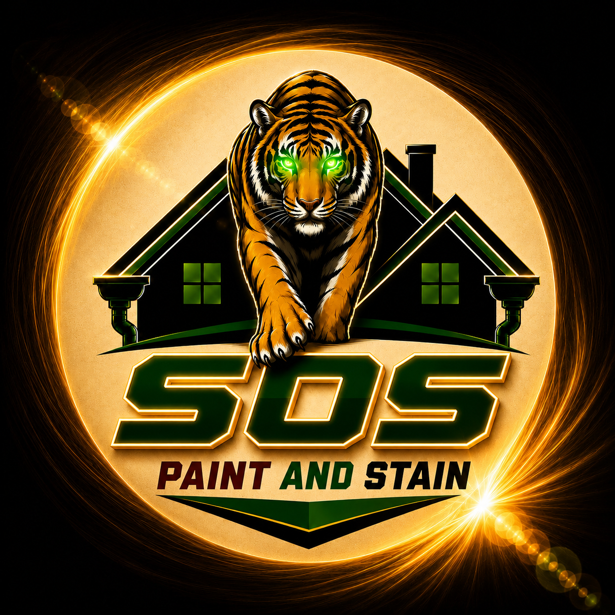 SOS Paint and Stain tiger logo